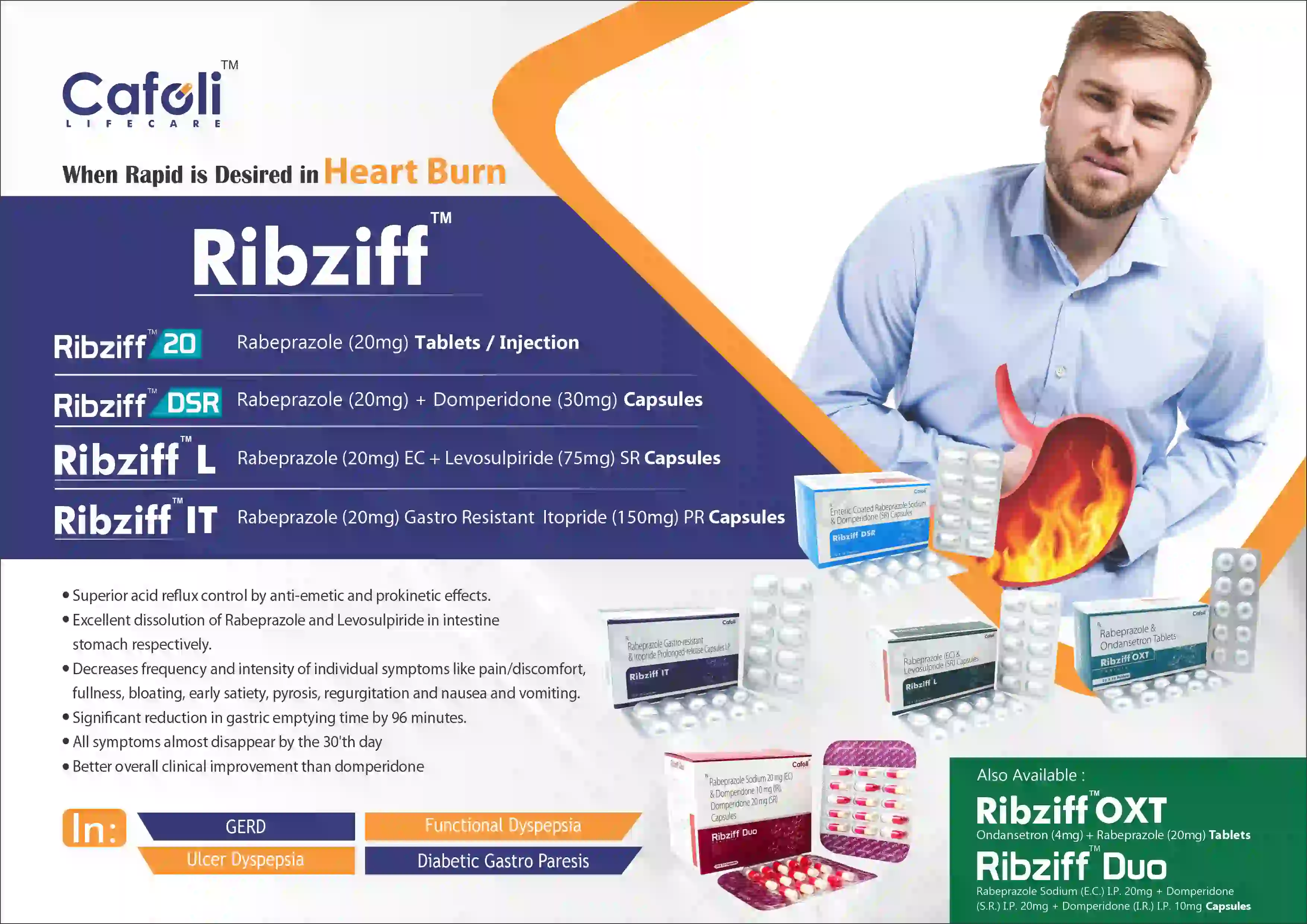 Ribziff OXT Tablet (Ondansetron 4mg, Rabeprazole 20mg)