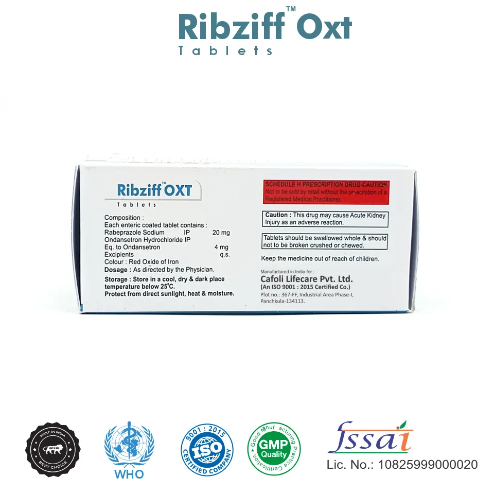 Ribziff OXT Tablet (Ondansetron 4mg, Rabeprazole 20mg)